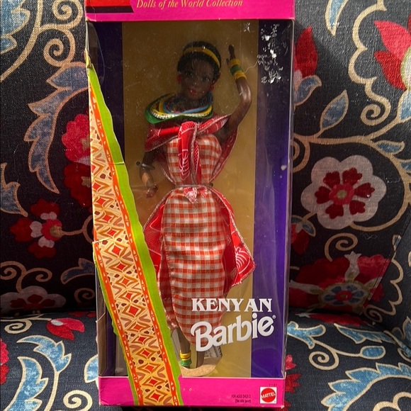 Kenyan African Barbie Doll in Red Checkered Dress - Picture 3 of 7